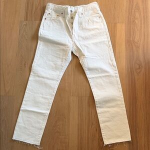 Levi’s 501 Cream White High-Rise Straight Leg Jeans